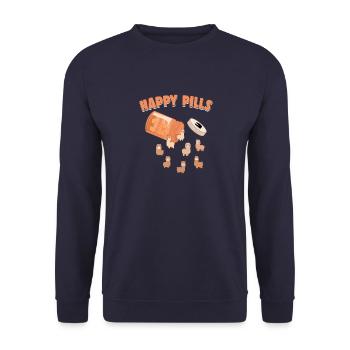 Happy Pills Alpaka Lustige Farm Tierliebhaber Humor - Unisex Pullover - Navy - Vorne - Alina (178cm) & Michal (187cm)