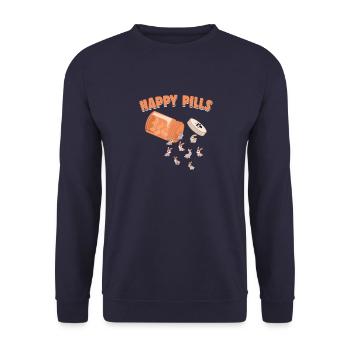 Happy Pills Kaninchen Lustige Farm Tierliebhaber Humor - Unisex Pullover - Navy - Vorne - Alina (178cm) & Michal (187cm)