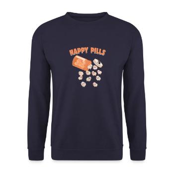 Happy Pills Schafe Lustige Farm Tierliebhaber Humor - Unisex Pullover - Navy - Vorne - Alina (178cm) & Michal (187cm)