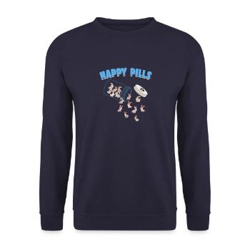 Happy Pills Farm Tier Lustige Kaninchenliebhaber Humor - Unisex Pullover - Navy - Vorne - Alina (178cm) & Michal (187cm)