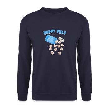Happy Pills Farm Tier Lustige Schafe Liebhaber Humor - Unisex Pullover - Navy - Vorne - Alina (178cm) & Michal (187cm)