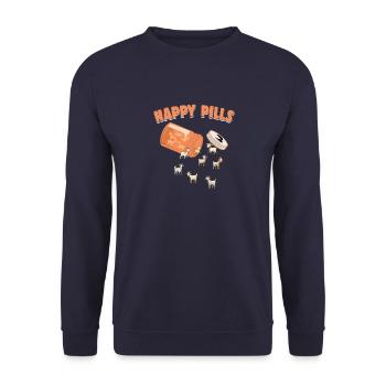 Happy Pills Ziegen Lustige Farm Tierliebhaber Humor - Unisex Pullover - Navy - Vorne - Alina (178cm) & Michal (187cm)