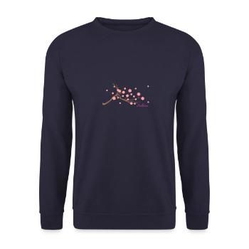Sakura Ast Blätter - Unisex Pullover - Navy - Vorne - Alina (178cm) & Michal (187cm)