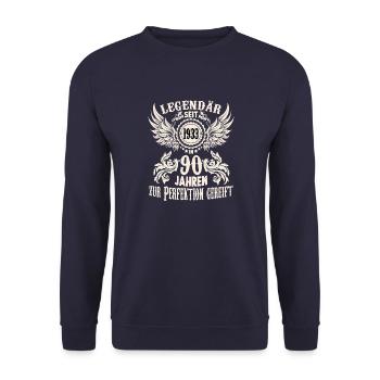 Vintage Geburtstagshirt 93 Jahre Geburtstag Retro - Unisex Pullover - Navy - Vorne - Alina (178cm) & Michal (187cm)