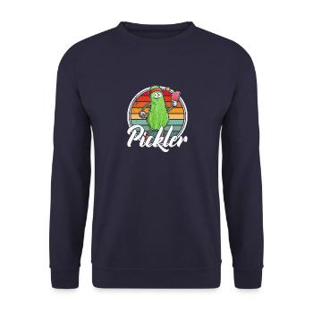 Pickelball Pickle Gurke Schläger Geschenk - Unisex Pullover - Navy - Vorne - Alina (178cm) & Michal (187cm)