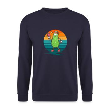 Pickle Gurke Pickelball Lustig Schläger - Unisex Pullover - Navy - Vorne - Alina (178cm) & Michal (187cm)