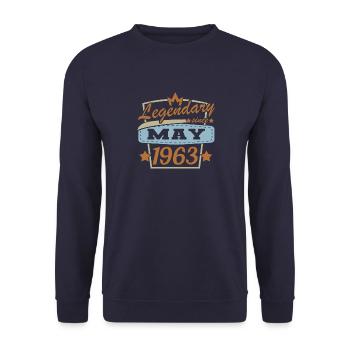 Mai 1963 Retro Geburtstag Sprüche - Unisex Pullover - Navy - Vorne - Alina (178cm) & Michal (187cm)