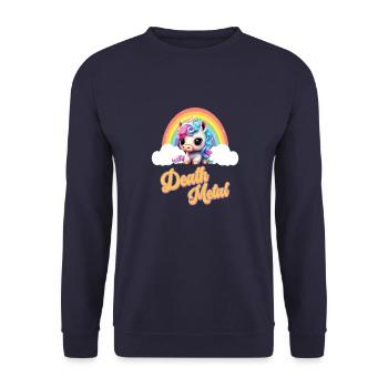 Funny unicorn with rainbow and saying - Unisex Sweatshirt - navy - Front - Alina (178cm) & Michal (187cm)