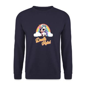 Licorne drôle avec Rainbow Death Metal - Sweat-shirt Unisexe - marine - Devant - Alina (178cm) & Michal (187cm)