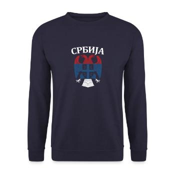Srbija Serbia Serbian Serbian Yugoslavija Belgrade - Unisex Pullover - Navy - Vorne - Alina (178cm) & Michal (187cm)