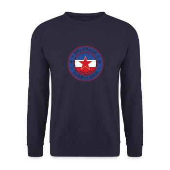 Yugoslavija Serbia Balkan Serbian Srbija Belgrade - Unisex Pullover - Navy - Vorne - Alina (178cm) & Michal (187cm)