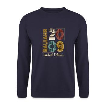 Baujahr 2009 - Unisex Pullover - Navy - Vorne - Alina (178cm) & Michal (187cm)