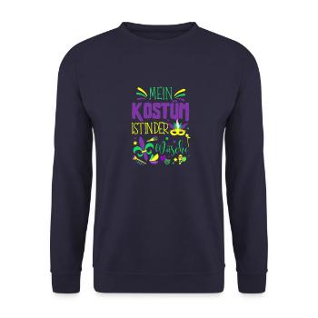 Mein Kostüm ist in der Wäscherei Carnival Party - Unisex Pullover - Navy - Vorne - Alina (178cm) & Michal (187cm)