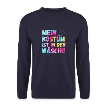 Mein Kostüm ist in der Wäscherei Carnival Party - Unisex Pullover - Navy - Vorne - Alina (178cm) & Michal (187cm)