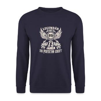 73 Jahre Geburtstag Ehrentags Wiegenfest Sprüche - Unisex Pullover - Navy - Vorne - Alina (178cm) & Michal (187cm)