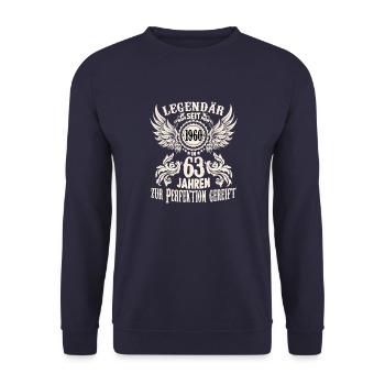 Legendär seit 1960 Geburtstag 63 jährige Legende - Unisex Pullover - Navy - Vorne - Alina (178cm) & Michal (187cm)