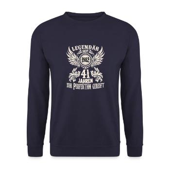 41 Jahre Geburtstag Ehrentags Wiegenfest Sprüche - Unisex Pullover - Navy - Vorne - Alina (178cm) & Michal (187cm)