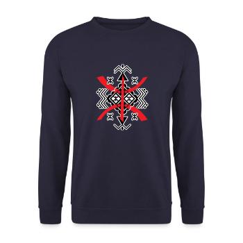 AMAZIGH sYMBOLE BERBERE Z IMAZIGHEN BIJOU KABYL - Sweat-shirt Unisexe - marine - Devant - Alina (178cm) & Michal (187cm)