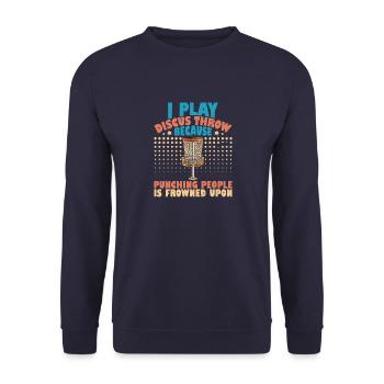 Throwing Disc Golf Disc Gold Player Frisbee Sport - Unisex Sweatshirt - navy - Front - Alina (178cm) & Michal (187cm)