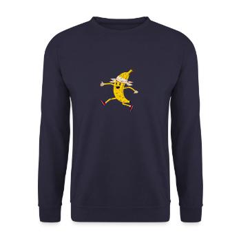 Sweet Kawaii Banana - Jogging, Sprinting, Marathon - Unisex Sweatshirt - navy - Front - Alina (178cm) & Michal (187cm)