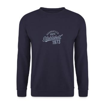 Guaranteed Released Vintage 1973 Birthday - Unisex Sweatshirt - navy - Front - Alina (178cm) & Michal (187cm)