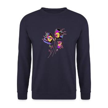 Blumen - Unisex Pullover - Navy - Vorne - Alina (178cm) & Michal (187cm)