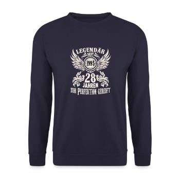 Legende 28 Jahre Geburtstags Shirt Sprüche Herren - Unisex Pullover - Navy - Vorne - Alina (178cm) & Michal (187cm)