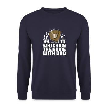 Handschuhe Ball Baseball Schläger USA Spruch - Unisex Pullover - Navy - Vorne - Alina (178cm) & Michal (187cm)