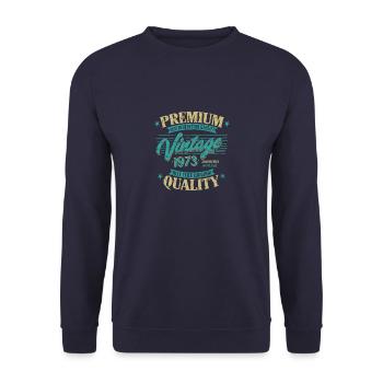 Vintage 1973 Geburtstag Sprüche "Limitierte - Unisex Pullover - Navy - Vorne - Alina (178cm) & Michal (187cm)