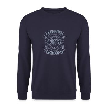 Jahrgang 2005 Geburtstag Sprüche - Unisex Pullover - Navy - Vorne - Alina (178cm) & Michal (187cm)
