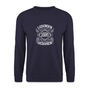 Jahrgang 2005 Geburtstag Sprüche - Unisex Pullover - Navy - Vorne - Alina (178cm) & Michal (187cm)