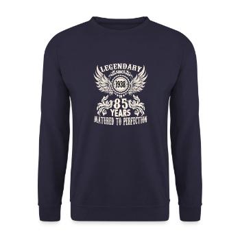 Vintage Birthday Shirt 85 Years Birthday retro - Unisex Sweatshirt - navy - Front - Alina (178cm) & Michal (187cm)