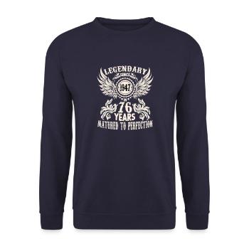 Legende 76 Jahre Geburtstag Shirt Sprüche Männer - Unisex Pullover - Navy - Vorne - Alina (178cm) & Michal (187cm)