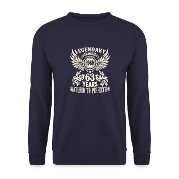 Legendary since 1960 Birthday 95 years old Legend - Unisex Sweatshirt - navy - Front - Alina (178cm) & Michal (187cm)