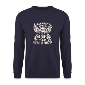 Chemise anniversaire vintage 53 ans anniversaire rétro - Sweat-shirt Unisexe - marine - Devant - Alina (178cm) & Michal (187cm)
