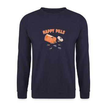 Happy Pills Blauzungen-Skink Lustige Eidechsen Liebhaber - Unisex Pullover - Navy - Vorne - Alina (178cm) & Michal (187cm)