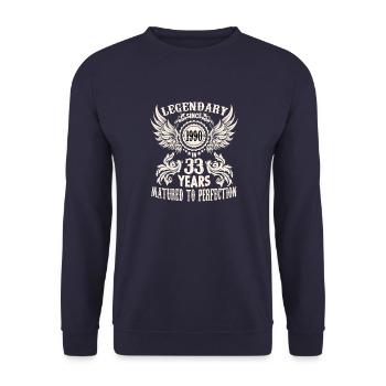 33 Jahre Geburtstag Ehrentag Wiegenfest Sprüche - Unisex Pullover - Navy - Vorne - Alina (178cm) & Michal (187cm)