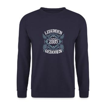 Jahrgang 2005 Geburtstag Sprüche - Unisex Pullover - Navy - Vorne - Alina (178cm) & Michal (187cm)