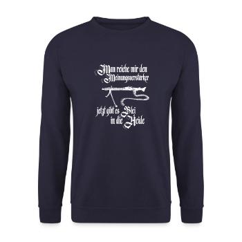 MG3 Deutsches Maschinengewehr 2 WK. Bundeswehr - Unisex Pullover - Navy - Vorne - Alina (178cm) & Michal (187cm)