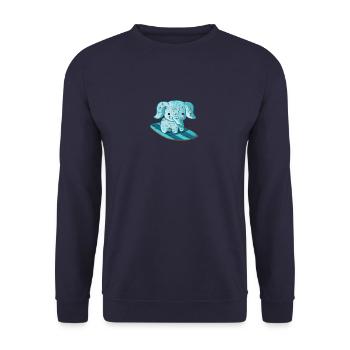 süßer kawaii elefant auf surfboard surfer surfen - Unisex Pullover - Navy - Vorne - Alina (178cm) & Michal (187cm)
