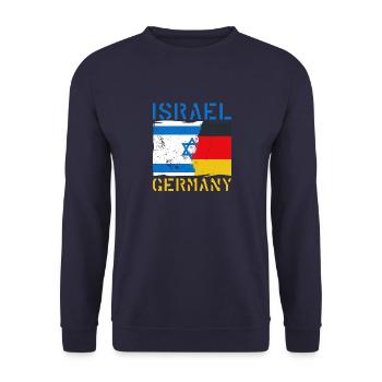 Israel Deutschland Herkunft National Flagge - Unisex Pullover - Navy - Vorne - Alina (178cm) & Michal (187cm)