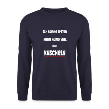 Prioritäten setzen als Hundehalter Geschenkidee - Unisex Pullover - Navy - Vorne - Alina (178cm) & Michal (187cm)