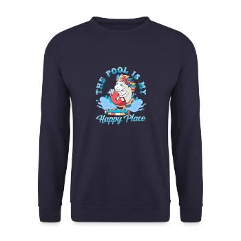 The pool is my happy place - Unisex Sweatshirt - navy - Front - Alina (178cm) & Michal (187cm)