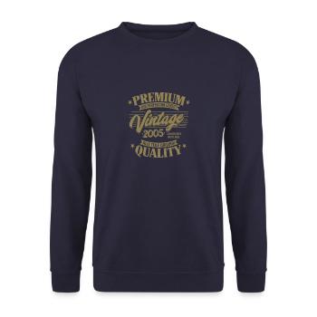 Vintage 2005 Geburtstag Sprüche - Unisex Pullover - Navy - Vorne - Alina (178cm) & Michal (187cm)