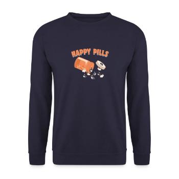 Pilules heureuses Mignon Rex Bunny Drôle de lapin Jeu de mots de race - Sweat-shirt Unisexe - marine - Devant - Alina (178cm) & Michal (187cm)