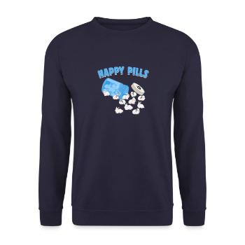 Happy Pills Lapin Race Drôle Angora Anglais - Sweat-shirt Unisexe - marine - Devant - Alina (178cm) & Michal (187cm)