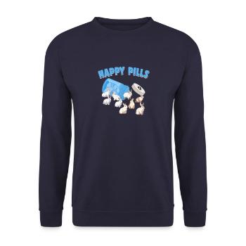 Pilules heureuses Lapin Race Drôle Lapin Géant Flamand - Sweat-shirt Unisexe - marine - Devant - Alina (178cm) & Michal (187cm)