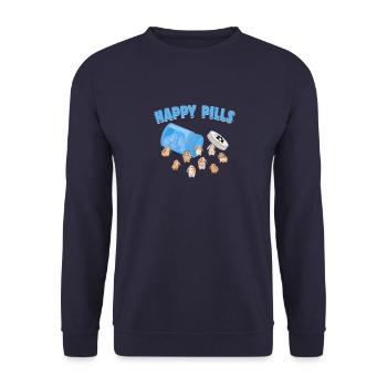 Pilules heureuses Lapin Race Funny Holland Lop Bunny - Sweat-shirt Unisexe - marine - Devant - Alina (178cm) & Michal (187cm)