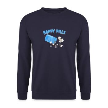 Pilules heureuses Lapin Race Drôle Mignon Rex Lapin Jeu de mots - Sweat-shirt Unisexe - marine - Devant - Alina (178cm) & Michal (187cm)