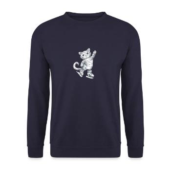 Dessin de chat sur patins - Sweat-shirt Unisexe - marine - Devant - Alina (178cm) & Michal (187cm)